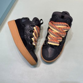 Lanvin Cowhide Thick Soled Sneakers For Men And Women Black