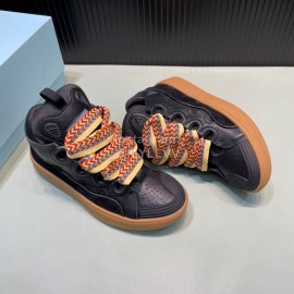 Lanvin Cowhide Thick Soled Sneakers For Men And Women Black