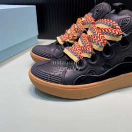 Lanvin Cowhide Thick Soled Sneakers For Men And Women Black