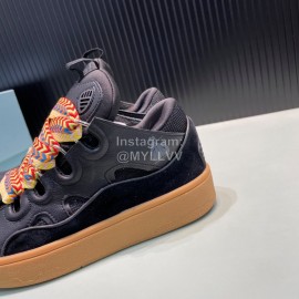 Lanvin Cowhide Thick Soled Sneakers For Men And Women Black