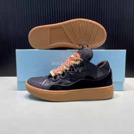 Lanvin Cowhide Thick Soled Sneakers For Men And Women Black