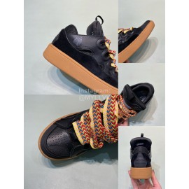 Lanvin Cowhide Thick Soled Sneakers For Men And Women Black