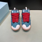 Lanvin Calf Leather Thick Soled Sneakers For Men And Women Blue