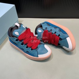 Lanvin Calf Leather Thick Soled Sneakers For Men And Women Blue