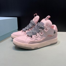 Lanvin Calf Leather Thick Soled Sneakers For Men And Women Pink