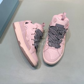 Lanvin Calf Leather Thick Soled Sneakers For Men And Women Pink