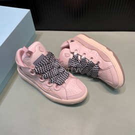 Lanvin Calf Leather Thick Soled Sneakers For Men And Women Pink