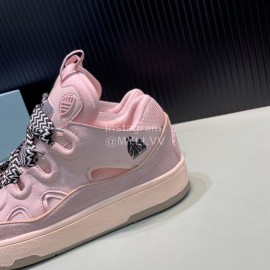 Lanvin Calf Leather Thick Soled Sneakers For Men And Women Pink