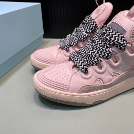 Lanvin Calf Leather Thick Soled Sneakers For Men And Women Pink
