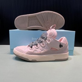 Lanvin Calf Leather Thick Soled Sneakers For Men And Women Pink