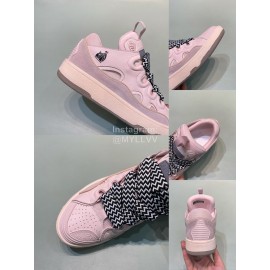 Lanvin Calf Leather Thick Soled Sneakers For Men And Women Pink