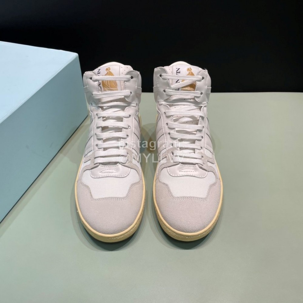 Lanvin Cowhide Suede Casual High Top Shoes For Men And Women White