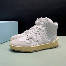 Lanvin Cowhide Suede Casual High Top Shoes For Men And Women White