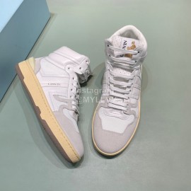 Lanvin Cowhide Suede Casual High Top Shoes For Men And Women White