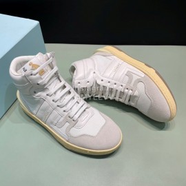 Lanvin Cowhide Suede Casual High Top Shoes For Men And Women White