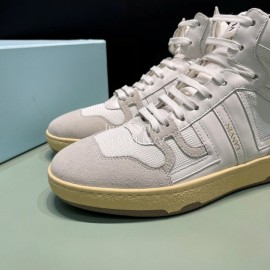 Lanvin Cowhide Suede Casual High Top Shoes For Men And Women White