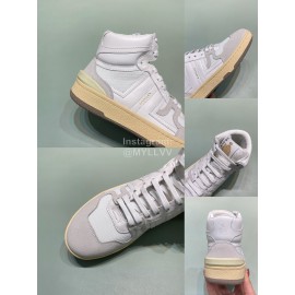 Lanvin Cowhide Suede Casual High Top Shoes For Men And Women White