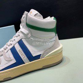 Lanvin Cowhide Suede Casual High Top Shoes For Men And Women Blue