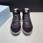Lanvin Black Cowhide Suede Casual High Top Shoes For Men And Women 