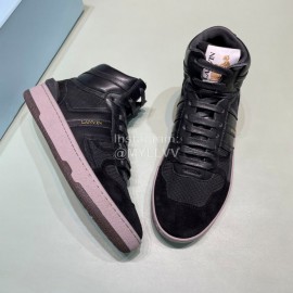 Lanvin Black Cowhide Suede Casual High Top Shoes For Men And Women 