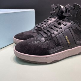 Lanvin Black Cowhide Suede Casual High Top Shoes For Men And Women 