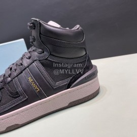 Lanvin Black Cowhide Suede Casual High Top Shoes For Men And Women 
