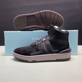 Lanvin Black Cowhide Suede Casual High Top Shoes For Men And Women 