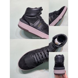 Lanvin Black Cowhide Suede Casual High Top Shoes For Men And Women 