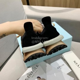 Lanvin Spring Summer Nylon Cowhide Retro Sneakers For Men And Women Black