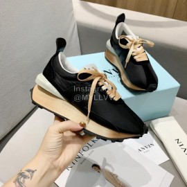 Lanvin Spring Summer Nylon Cowhide Retro Sneakers For Men And Women Black