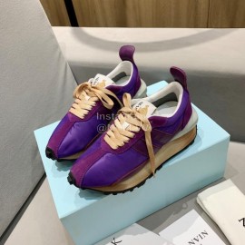 Lanvin Spring Summer Nylon Cowhide Retro Sneakers For Men And Women Purple