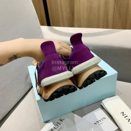 Lanvin Spring Summer Nylon Cowhide Retro Sneakers For Men And Women Purple