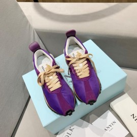 Lanvin Spring Summer Nylon Cowhide Retro Sneakers For Men And Women Purple
