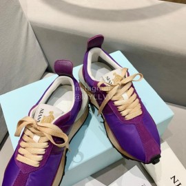 Lanvin Spring Summer Nylon Cowhide Retro Sneakers For Men And Women Purple