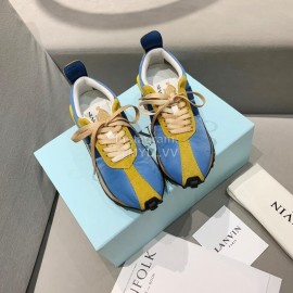 Lanvin Spring Summer Nylon Cowhide Retro Sneakers For Men And Women Blue