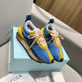 Lanvin Spring Summer Nylon Cowhide Retro Sneakers For Men And Women Blue