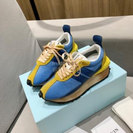Lanvin Spring Summer Nylon Cowhide Retro Sneakers For Men And Women Blue