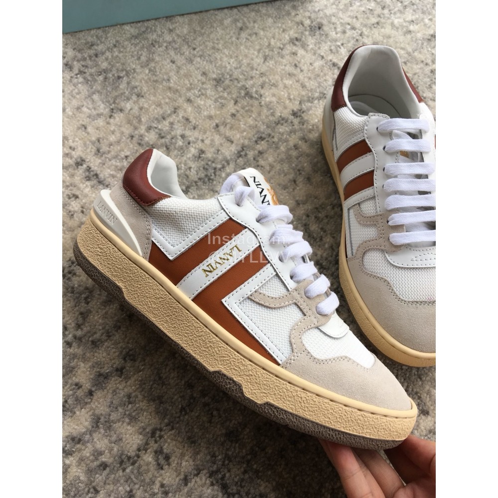 Lanvin Fashion Calf Mesh Casual Sneakers For Women Brown