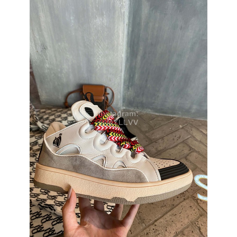 Lanvin Fashion Calf Thick Soles Casual Sneakers For Men And Women Beige