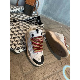 Lanvin Fashion Calf Thick Soles Casual Sneakers For Men And Women Beige