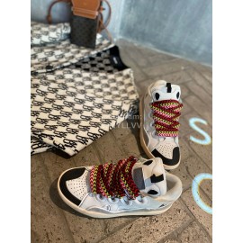 Lanvin Fashion Calf Thick Soles Casual Sneakers For Men And Women Beige