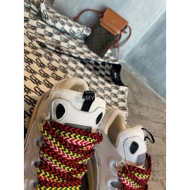 Lanvin Fashion Calf Thick Soles Casual Sneakers For Men And Women Beige