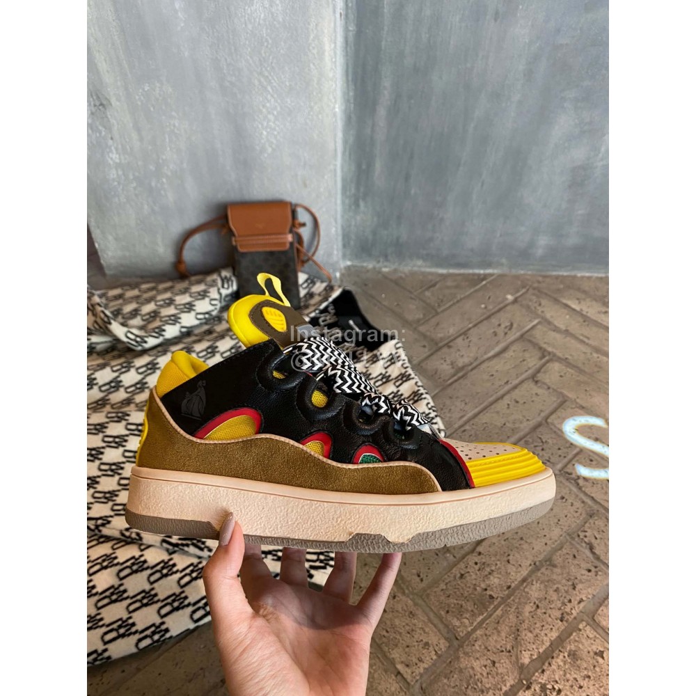 Lanvin Fashion Calf Thick Soles Casual Sneakers For Men And Women Yellow