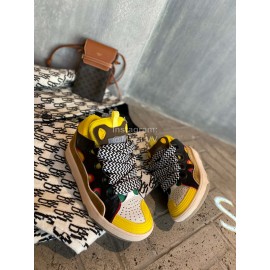 Lanvin Fashion Calf Thick Soles Casual Sneakers For Men And Women Yellow