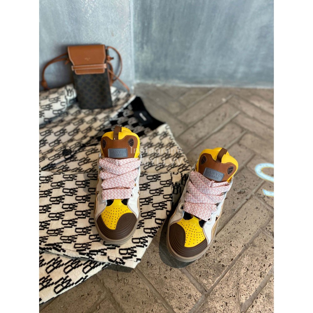 Lanvin Fashion Calf Thick Soles Casual Sneakers For Men And Women Brown