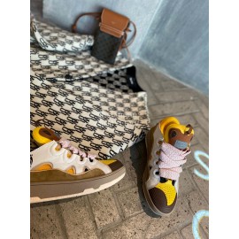 Lanvin Fashion Calf Thick Soles Casual Sneakers For Men And Women Brown