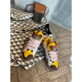 Lanvin Fashion Calf Thick Soles Casual Sneakers For Men And Women Brown