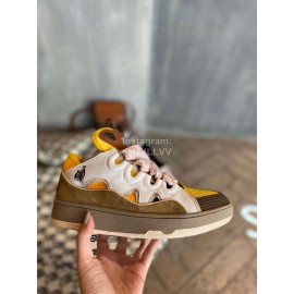 Lanvin Fashion Calf Thick Soles Casual Sneakers For Men And Women Brown