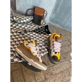 Lanvin Fashion Calf Thick Soles Casual Sneakers For Men And Women Brown