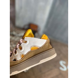 Lanvin Fashion Calf Thick Soles Casual Sneakers For Men And Women Brown